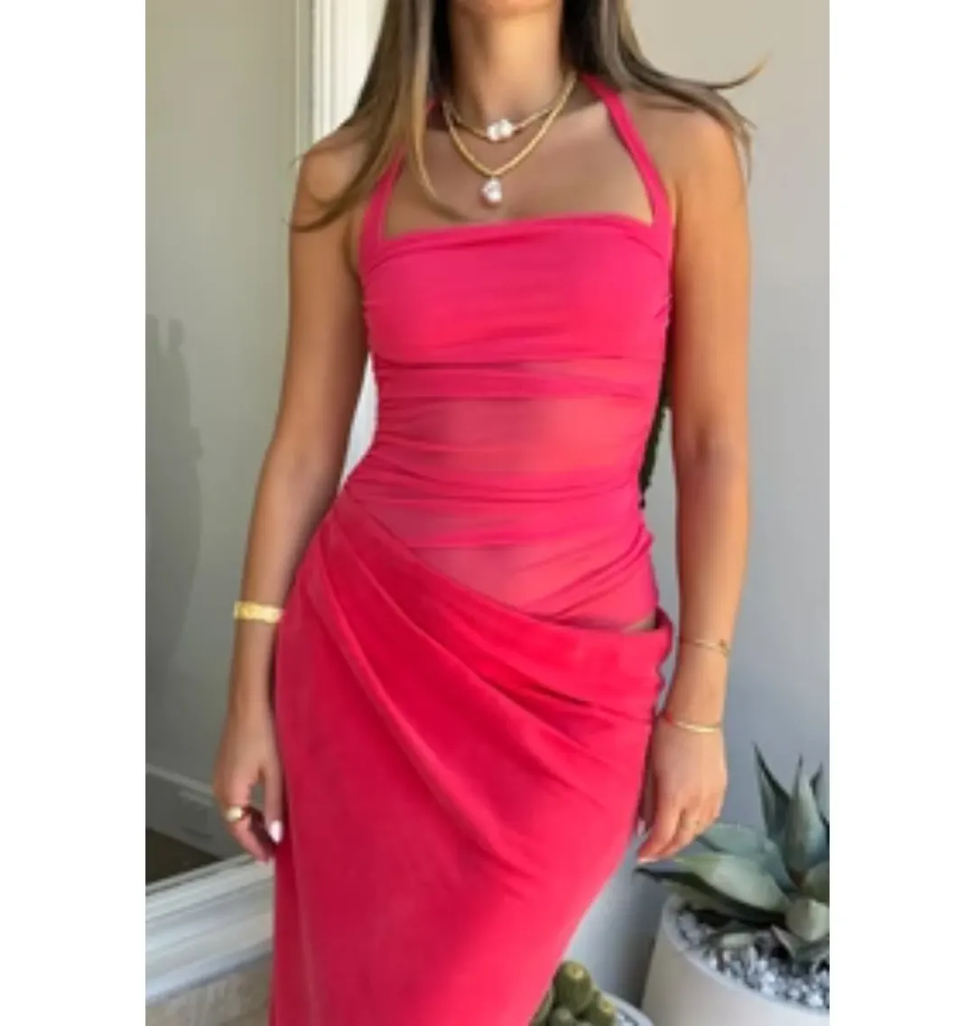 Benni Gina Maxi Dress Watermelon Size 8 for rent on The Volte - main image