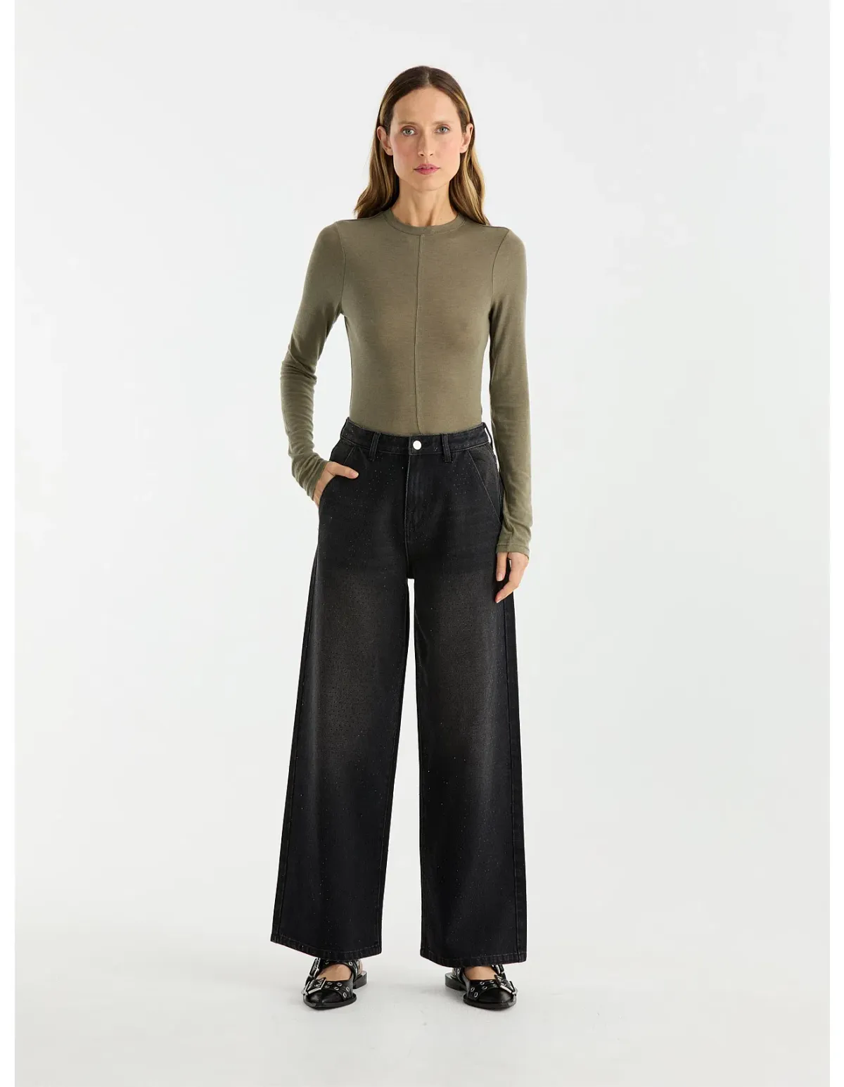 Ena Pelly Rhose Embellished Jean Washed Black Size Size 10/M for rent on The Volte - main image