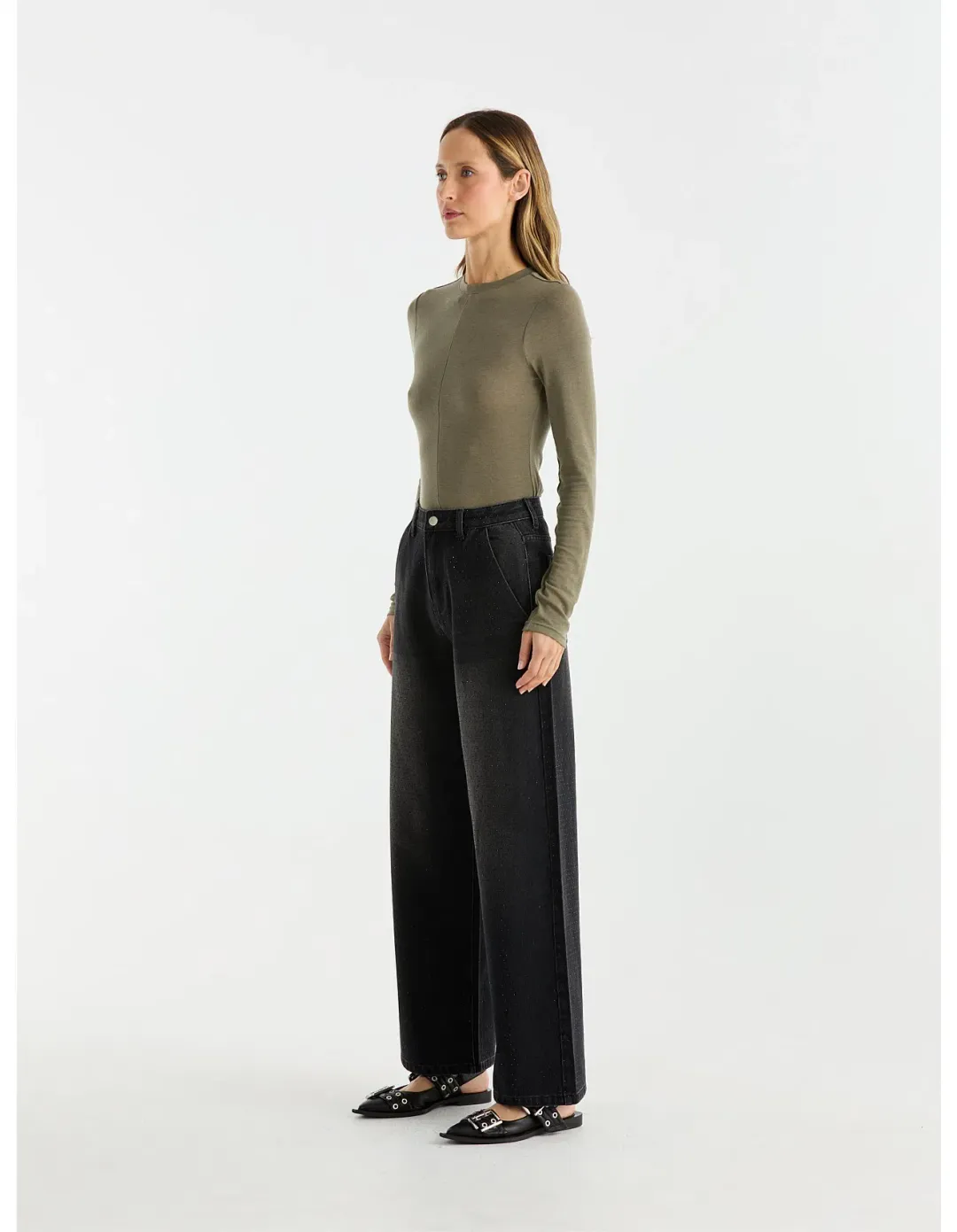 Ena Pelly Rhose Embellished Jean Washed Black Size Size 10/M for rent on The Volte - main image