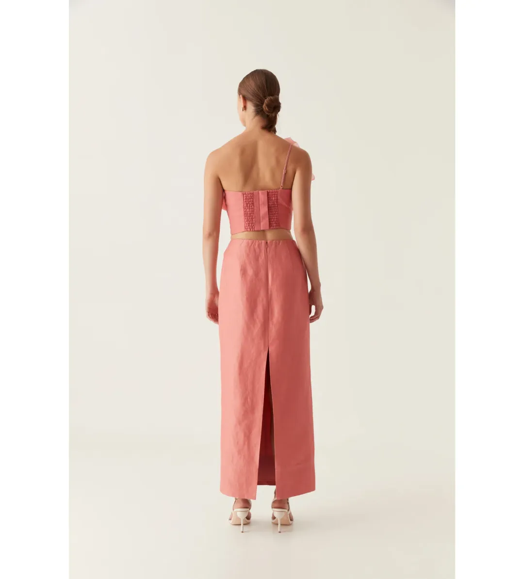 Aje Flame Crop Top And Mary Column Maxi Set  Guava Pink Size 8  for rent on The Volte - main image