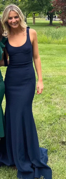 Rebecca Vallance Breakers Cutout Crepe Maxi Dress Navy Size AU 6 for rent on The Volte - image 4