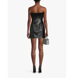 Kitri Poppy Vinyl and Feather Mini Dress Black Size AU 6 for rent on The Volte - image 3