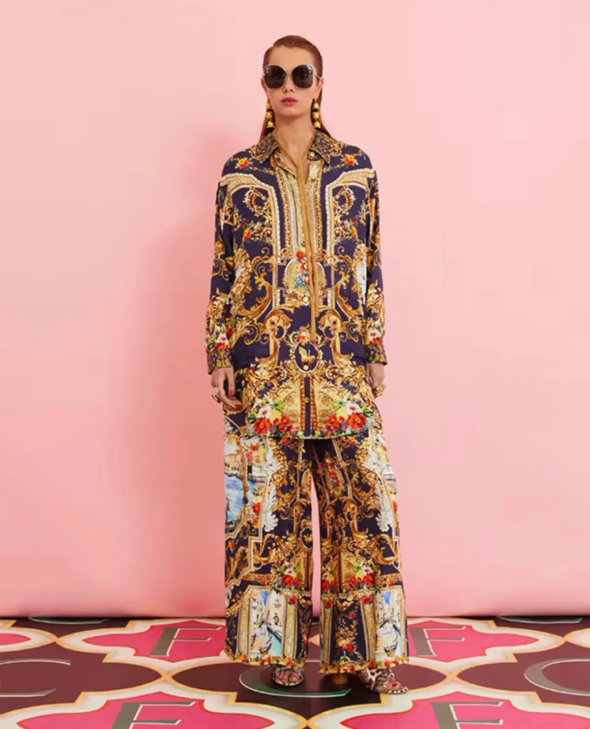 Camilla Venice Vignette Silk Shirt & Pants Size 10 for rent on The Volte - main image