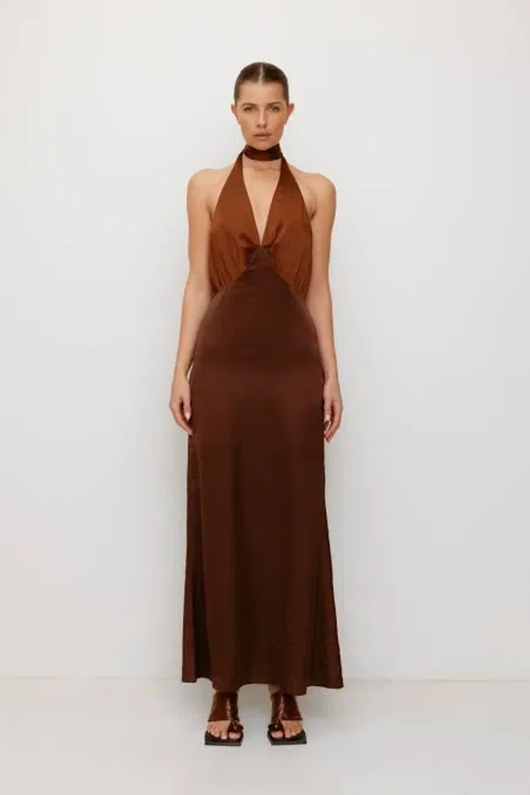 The Wolf Gang Oahu Slip Dress Chocolate Brown Size 8/S for rent on The Volte - main image