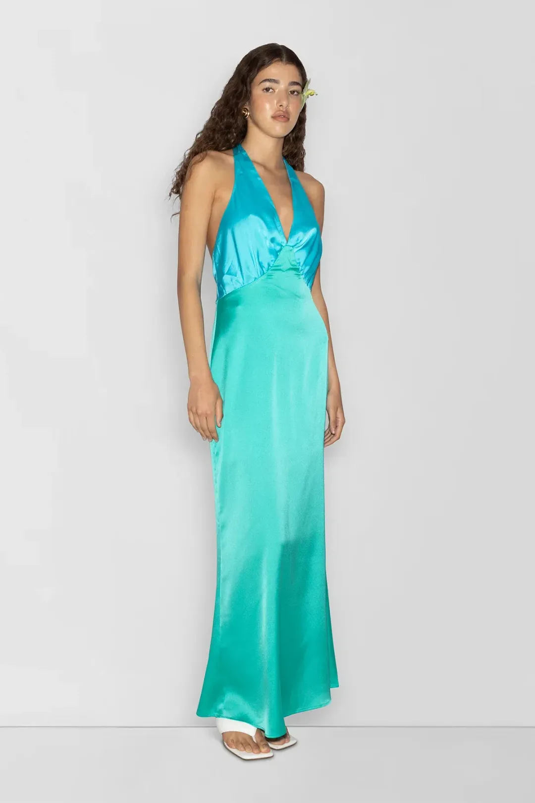 The Wolf Gang Oahu Slip Dress Aquamarine Blue Size 10 for rent on The Volte - main image