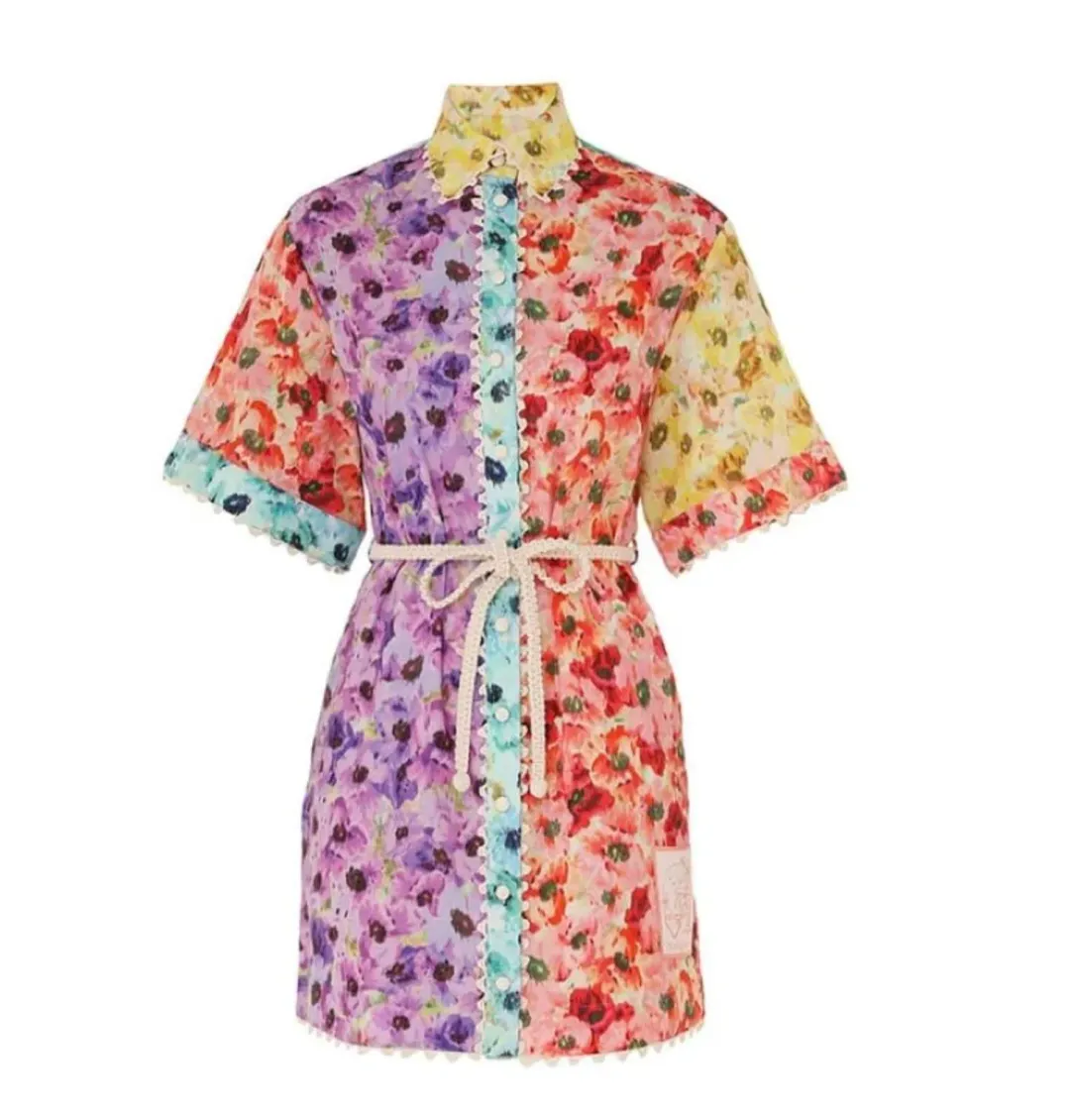 Zimmermann Lightburst Trimmed Shirtdress in Spliced Size 4 / AU 16 for rent on The Volte - main image