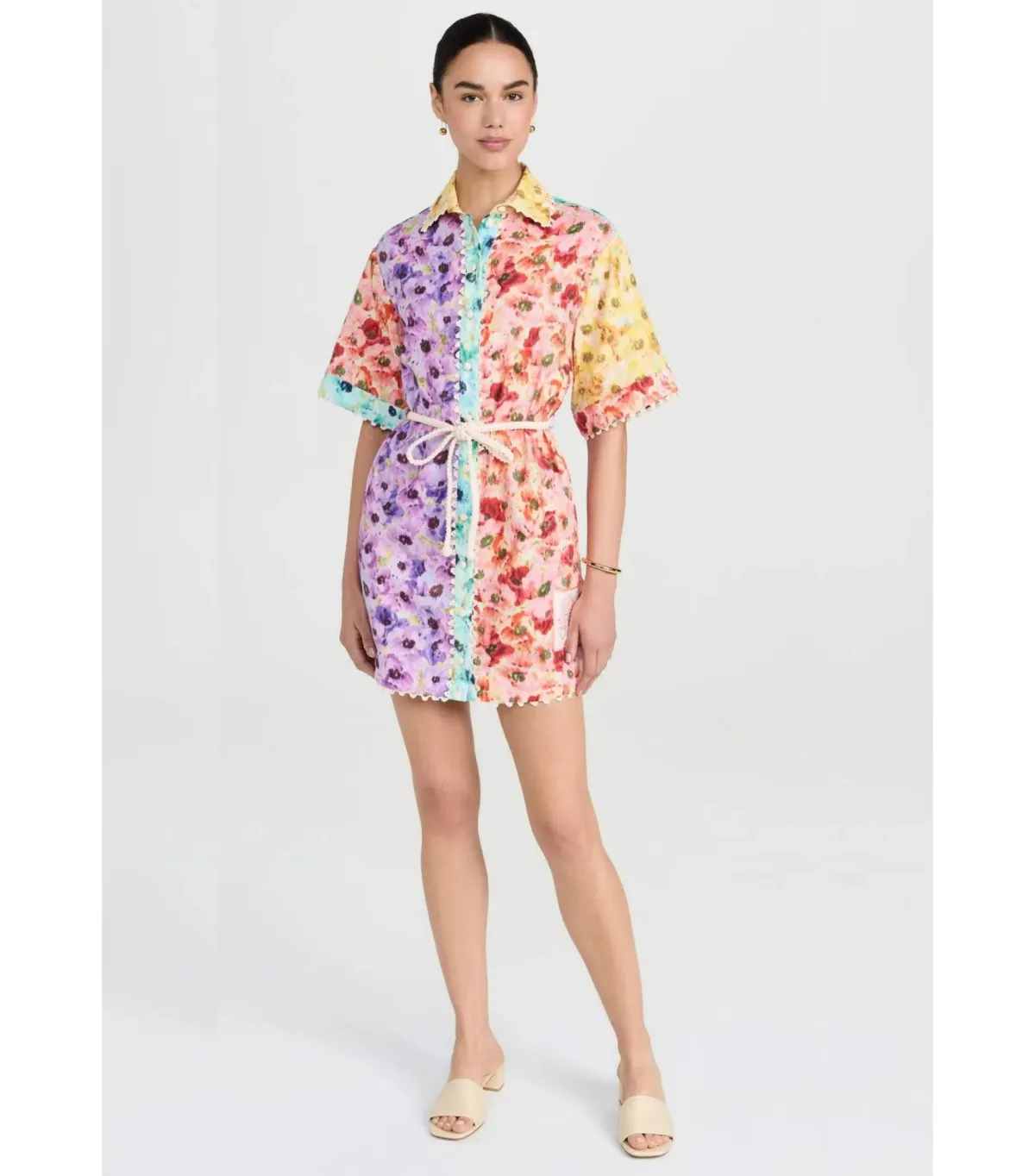 Zimmermann Lightburst Trimmed Shirtdress in Spliced Size 4 / AU 16 for rent on The Volte - main image