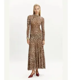 Bardot Lea Printed Mesh Midi Dress in Brown Leopard Size 10/M for rent on The Volte - image 1
