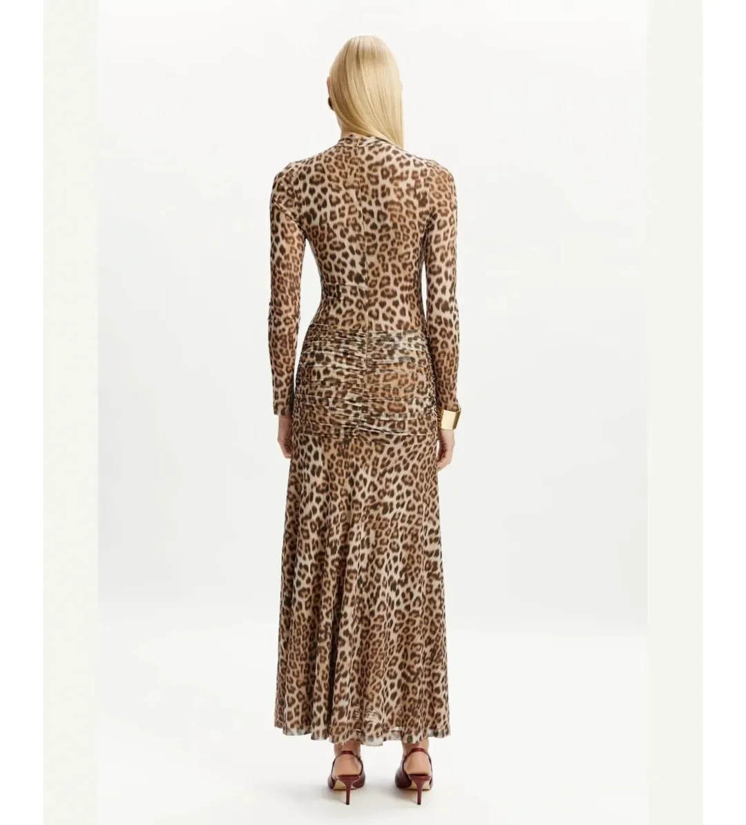 Bardot Lea Printed Mesh Midi Dress in Brown Leopard Size 10/M for rent on The Volte - main image