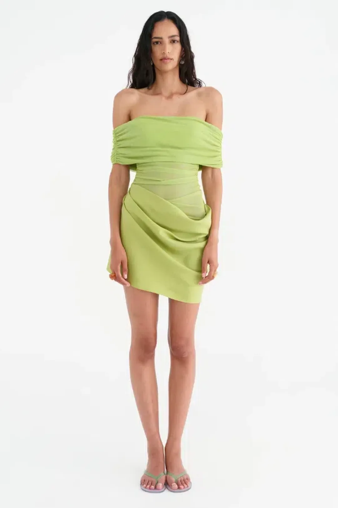 Nico Off Shoulder Apple Mini Dress Size M / Size AU 10 for rent on The Volte - main image