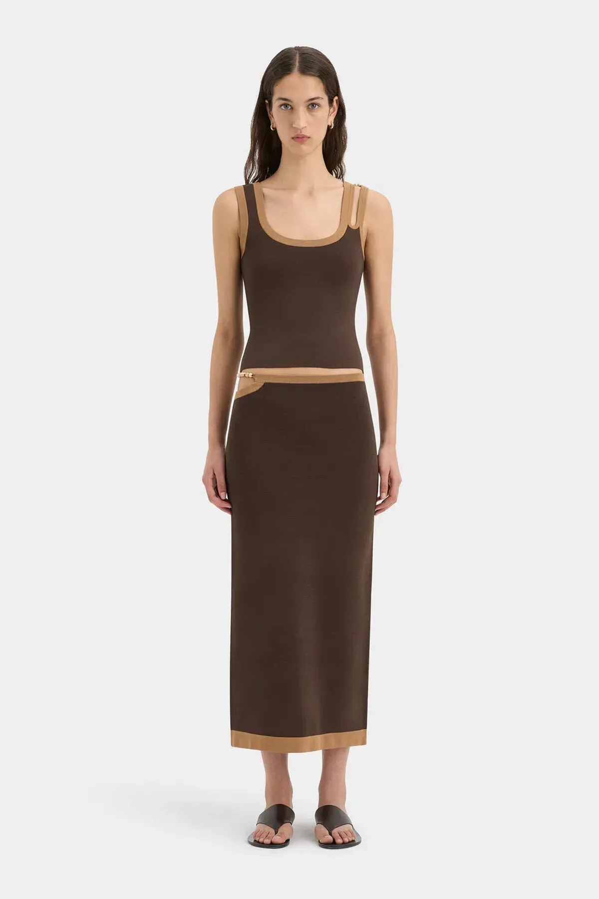 Sir The Label Salvador Tank and Midi Set Biscotti Size S / Size AU 6 for rent on The Volte - main image