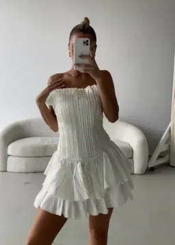 Aje Utopia Mini Dress White Size 10  for rent on The Volte - image 3