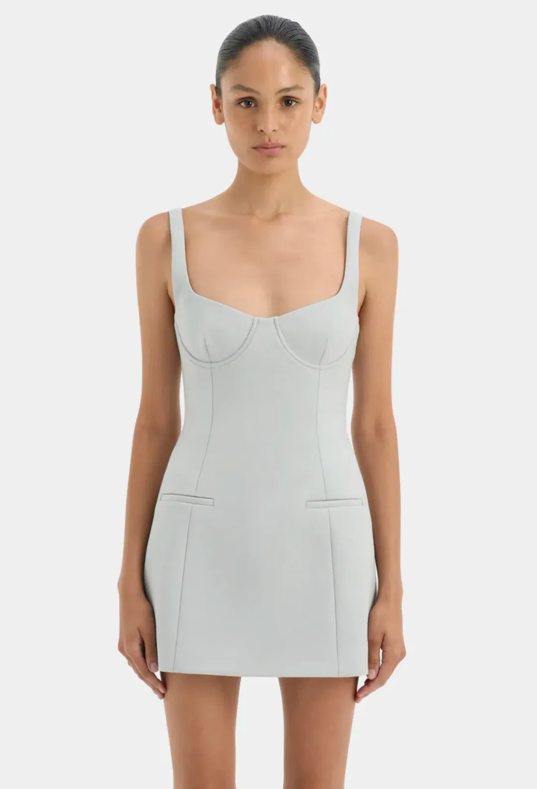 Sir the Label Sandrine Balconette Mini Dress Ice Blue Size AU 8 for rent on The Volte - main image