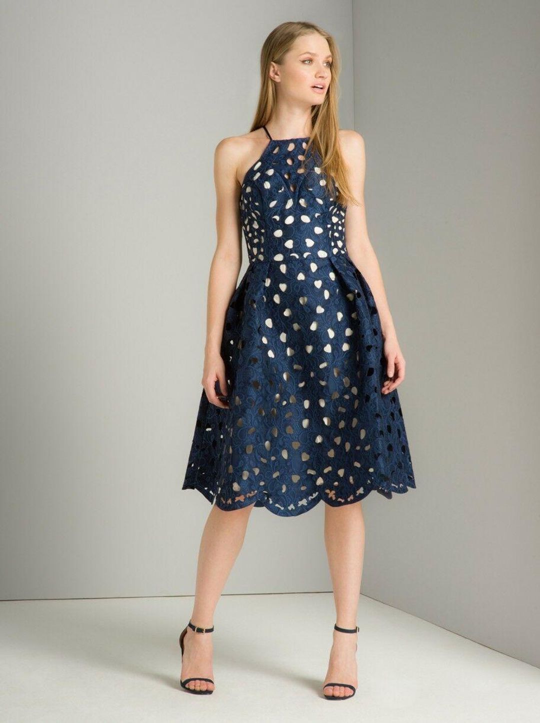 Chi Chi London Laser Cut Nessa Midi Dress Size 6 for rent on The Volte - main image