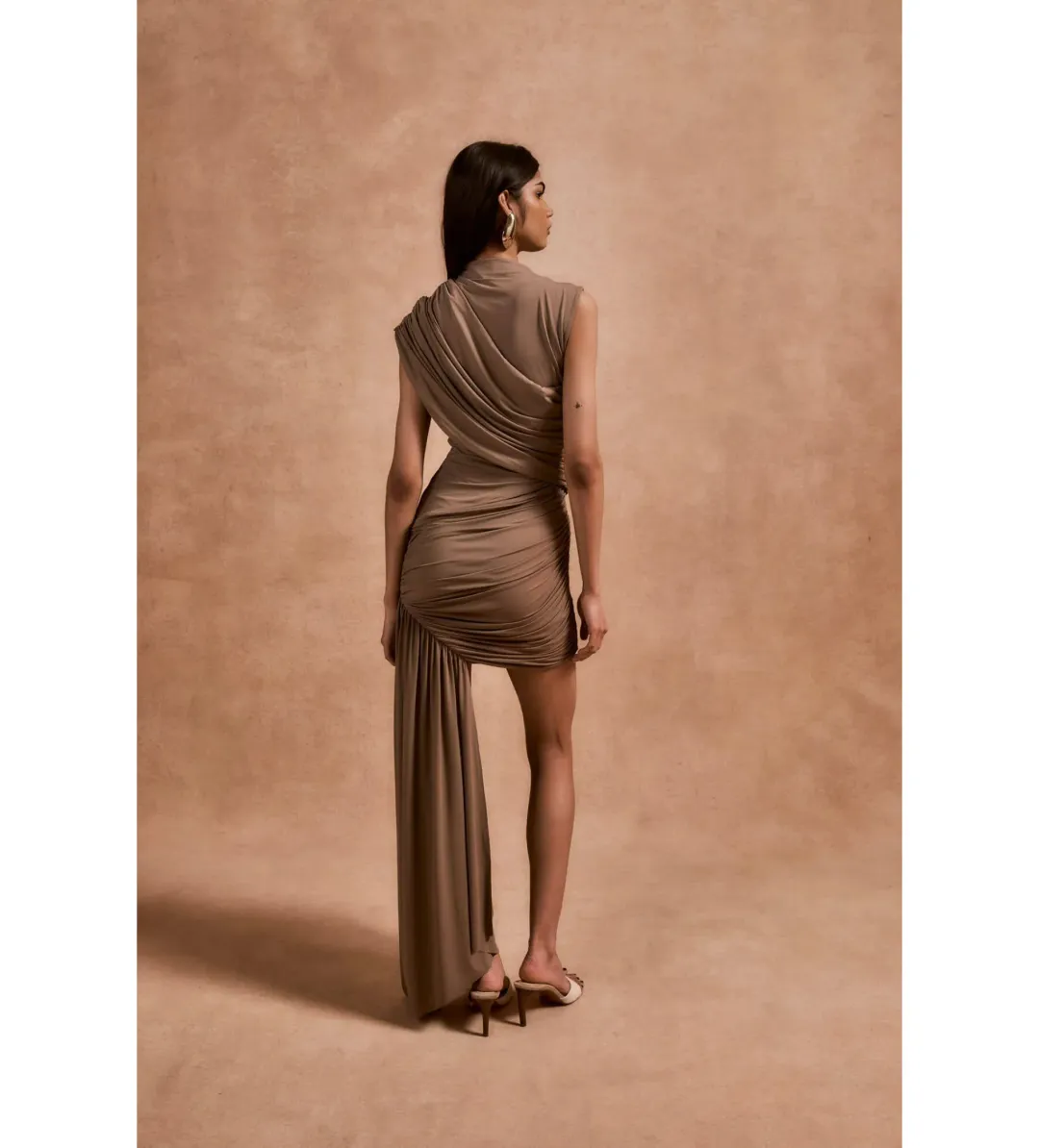 De La Vali Ravenna Mini Dress Taupe Size 12 for rent on The Volte - main image