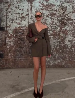 Sir the Label Sartoria Mini Dress in Chocolate Marle Size 0 AU 6  for rent on The Volte - image 1