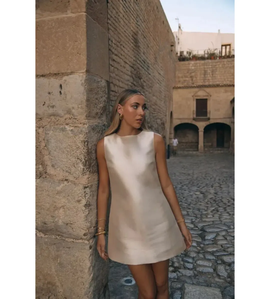 Odd Muse Ultimate Muse Satin Shift Mini Dress Ivory Size XS/6 for rent on The Volte - main image