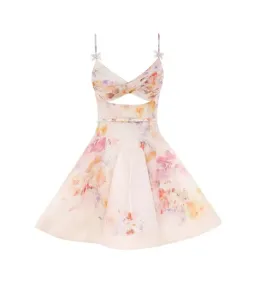 Zimmermann Crush Twist Front Mini Dress Multi Floral Size 12 for rent on The Volte - image 5