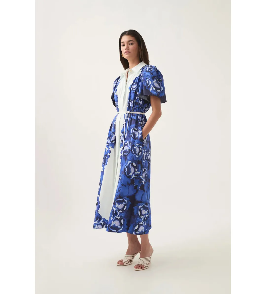 Aje Fernanda Midi Dress in Boldly Blooming Cobalt Size 6 for rent on The Volte - main image