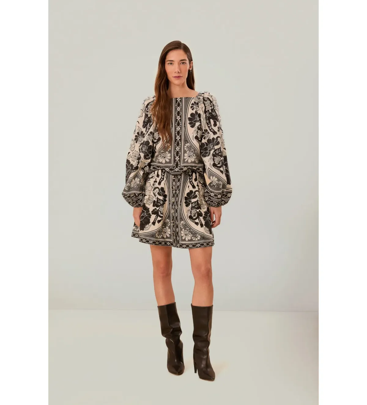 Farm Rio Flower Leopards Long Sleeve Blouse in Off-White Size L/Au 16  for rent on The Volte - main image