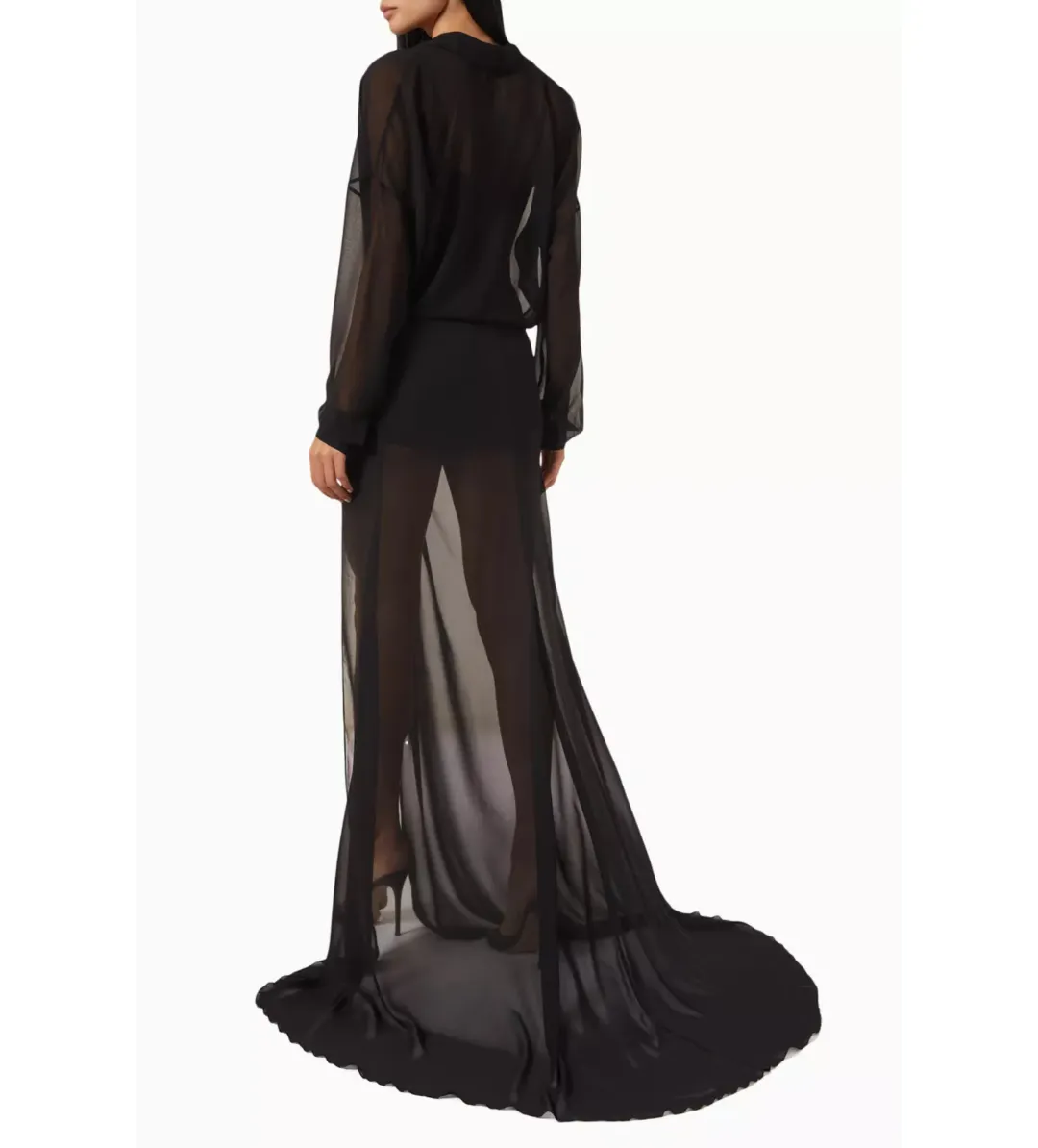 Monot Sheer Cami Shirt Maxi Dress in Black Size XS / AU 6 for rent on The Volte - main image