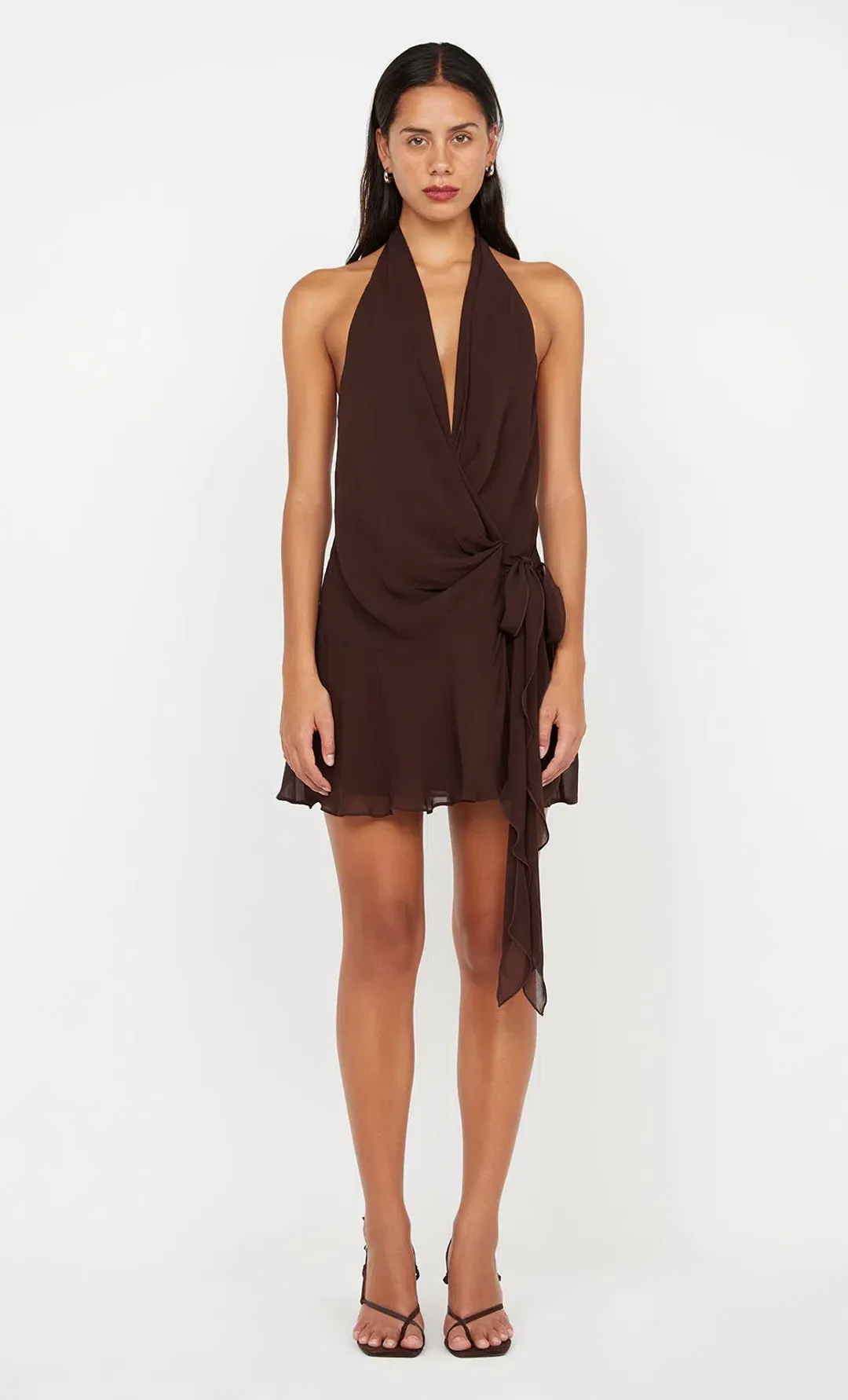 Bec & Bridge Celyse Mini Dress Brown Size AU 8 for rent on The Volte - main image