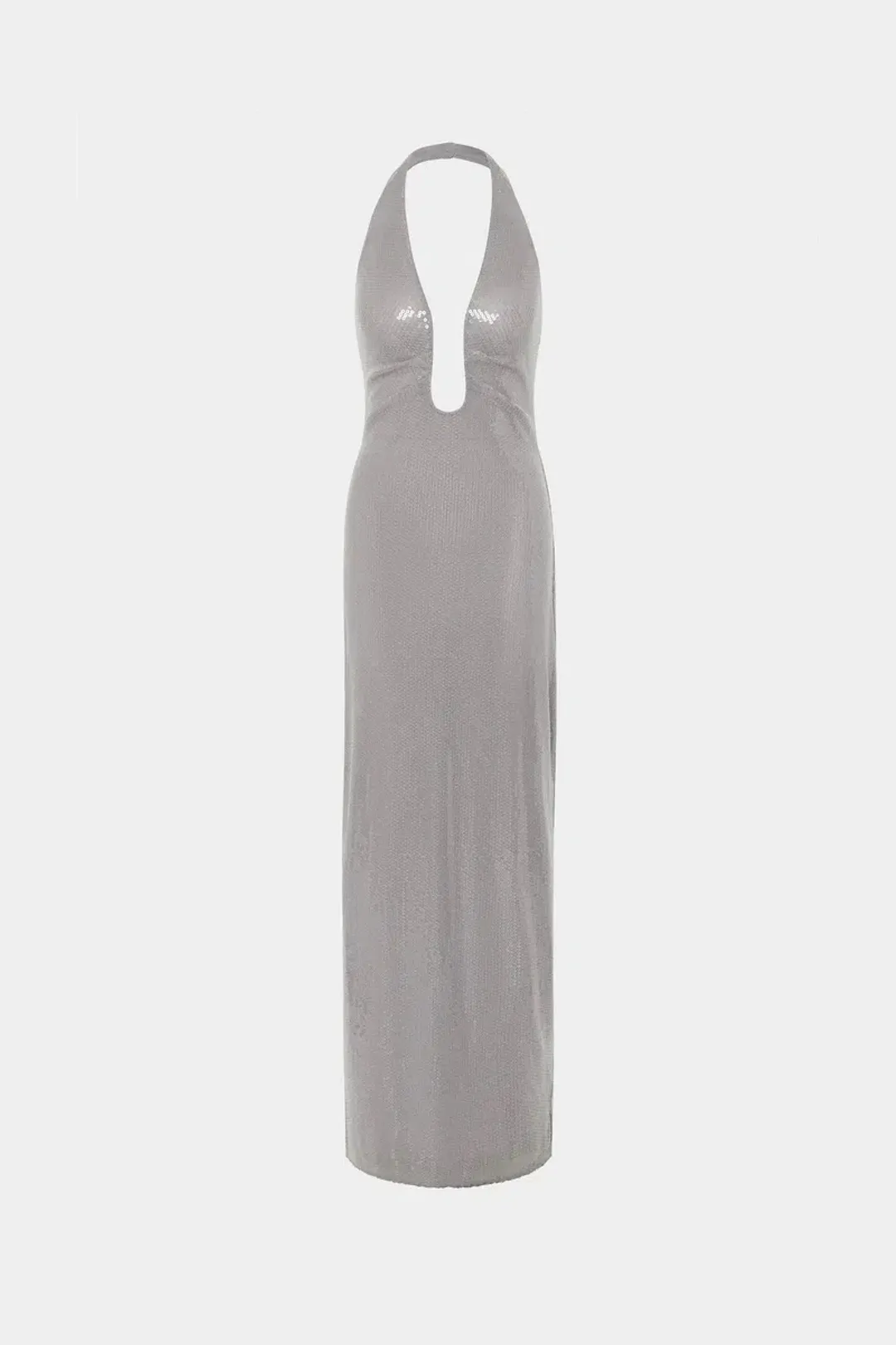 Misha The Alusia Maxi Dress Silver Sequin Size 8  for rent on The Volte - main image