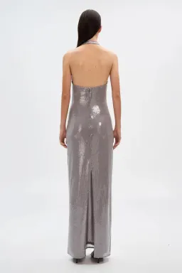 Misha The Alusia Maxi Dress Silver Sequin Size 8  for rent on The Volte - image 3
