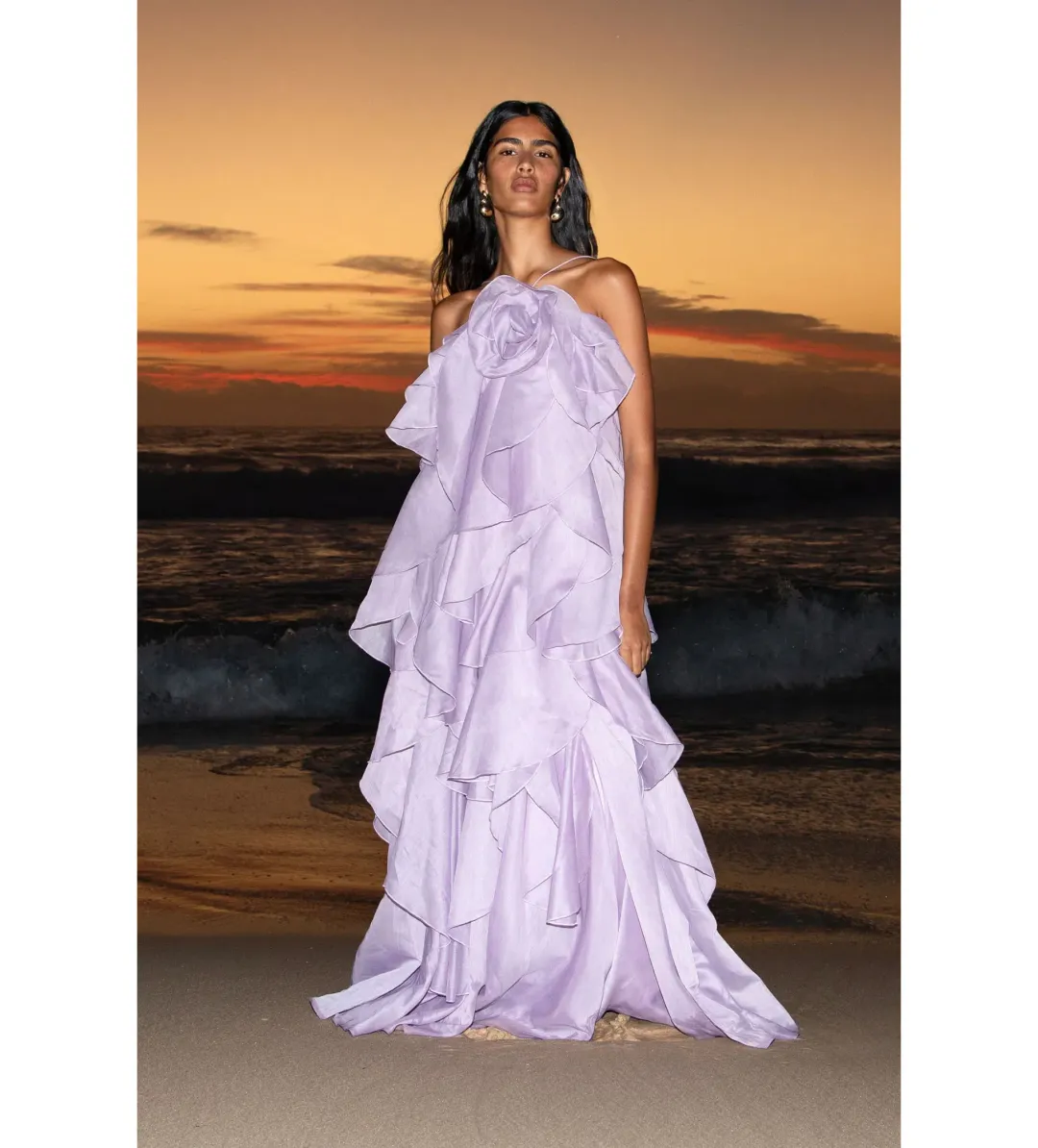 Aje Pandorea Layered Maxi Dress in Lilac Size AU 6 for rent on The Volte - main image