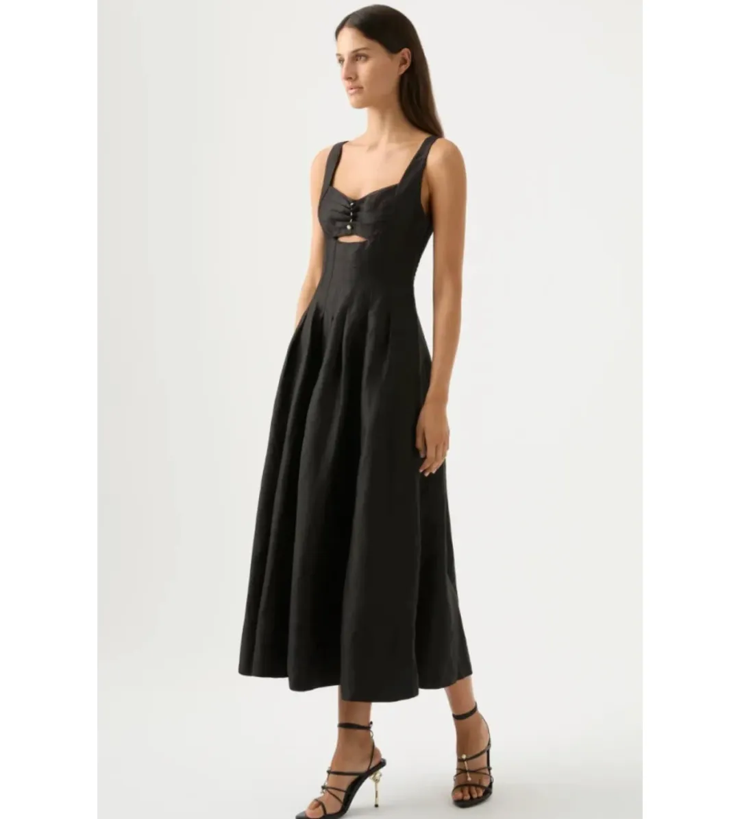 AJE Divinity Pearl Pin Midi Dress Black Size XS / AU 6 for rent on The Volte - main image