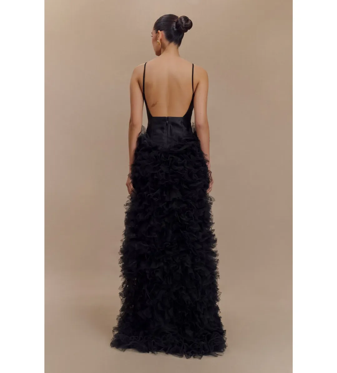 Meshki Magnolia Tiered Tulle Ruffle Dress Black Size  M/Au 10 for rent on The Volte - main image
