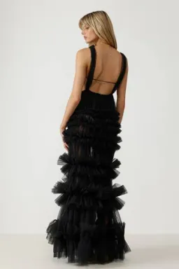 Lexi Mariella Tulle Maxi Dress Charcoal Black Small Size 8 for rent on The Volte - image 5