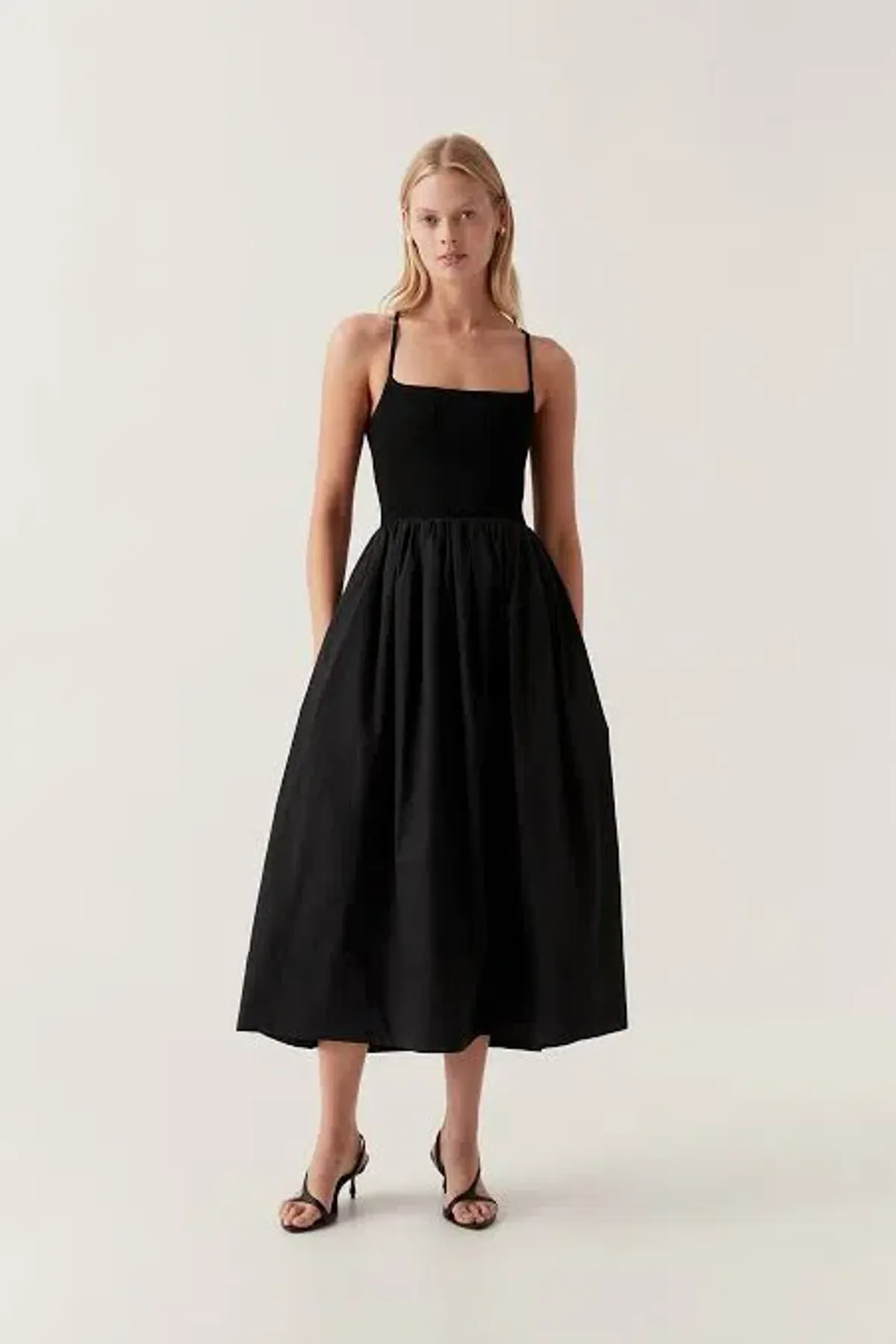 AJE Danica Tie Back Scarf Midi Dress Black 6 for rent on The Volte - main image