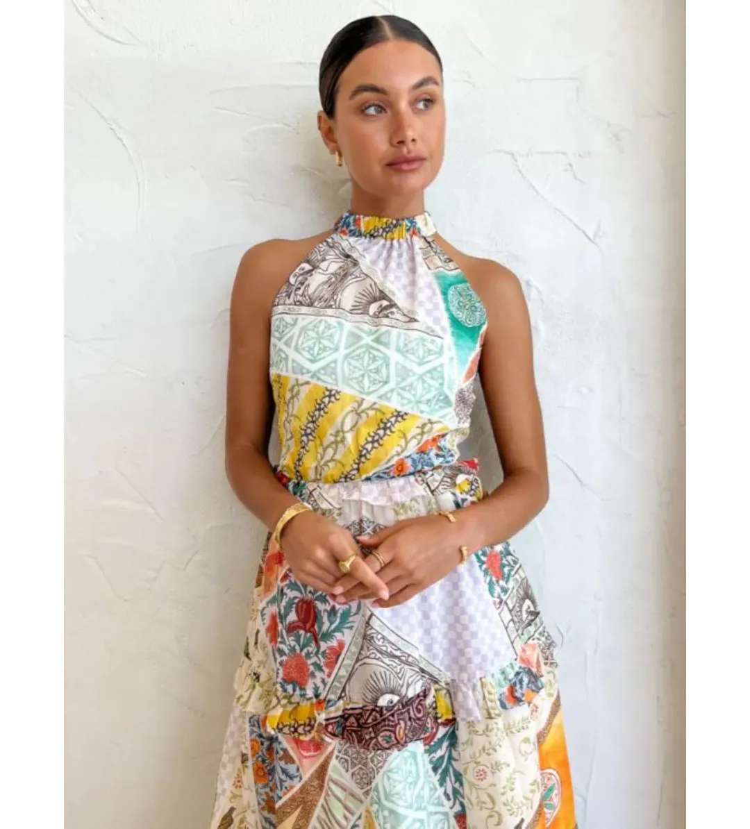 Kate Ford Zellejie Long Layered Maxi Dress Multi Print Size AU 6 for rent on The Volte - main image