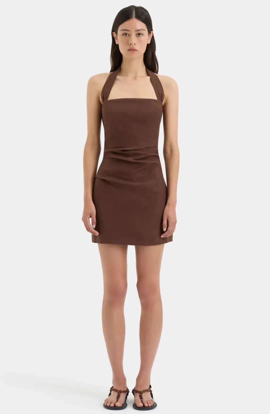 Noemi Halter Mini Dress Brown Size AU 12 for rent on The Volte - main image