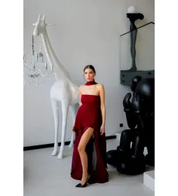 Matters Store Monaco Maxi Dress with Scarf Burgundy Size AU 8  for rent on The Volte - image 4
