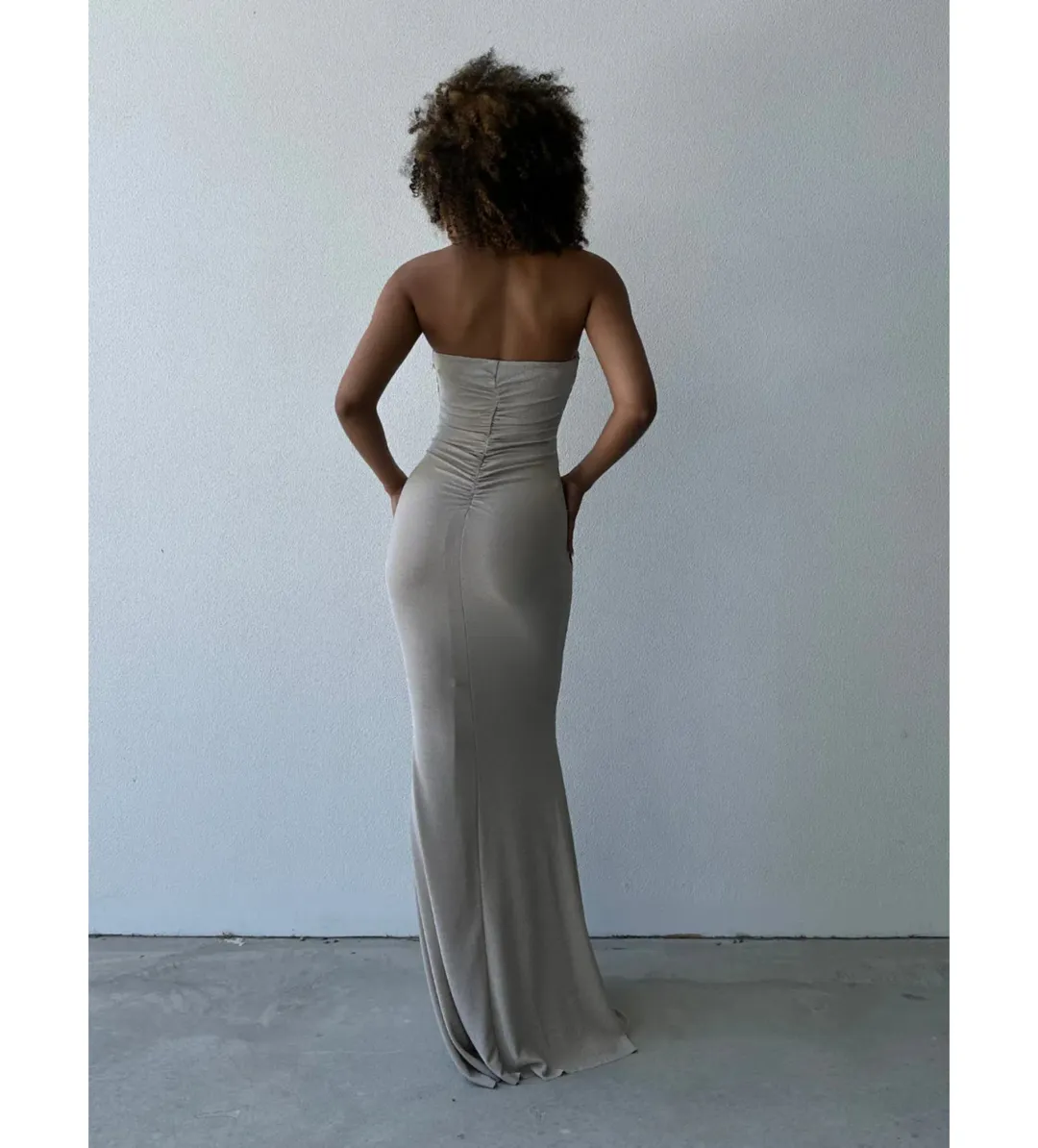 Lexi Tiffany Maxi Dress Champagne Size AU 6  for rent on The Volte - main image