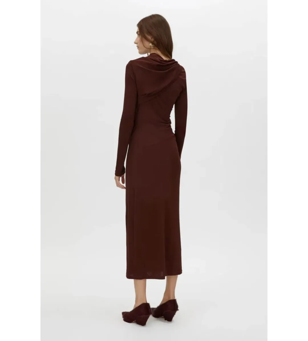 Camilla and Marc Mai Long Sleeve Midi Dress Almandine Burgundy Size AU 10 for rent on The Volte - main image
