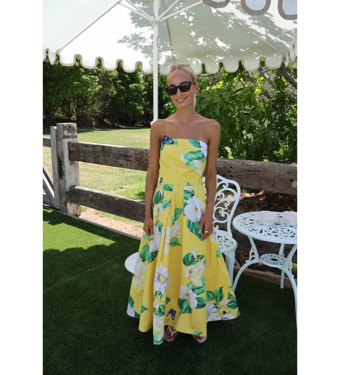 Leo Lin Lynn Bustier Midi Dress Joie Print in Sunshine Size 10 for rent on The Volte - main image
