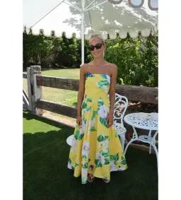 Leo Lin Lynn Bustier Midi Dress Joie Print in Sunshine Size 10 for rent on The Volte - image 3