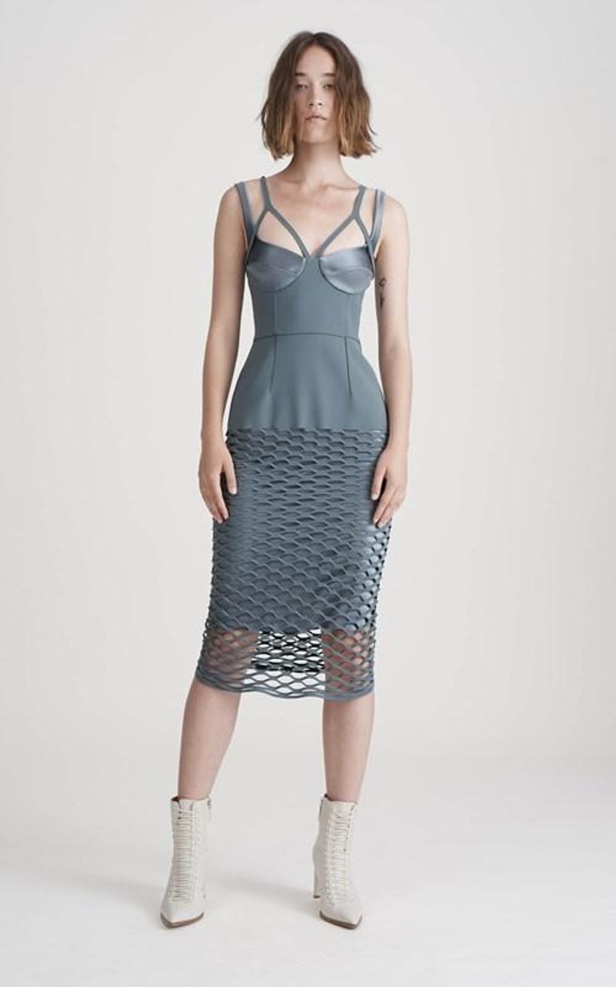 Dion Lee Honeycomb Perforated Dress Blue Size 8 for rent on The Volte - main image