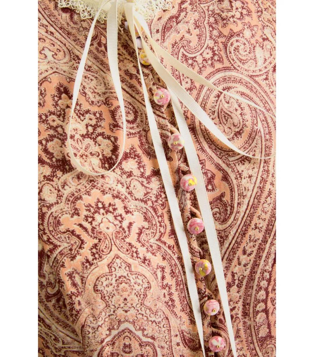  Zimmermann The Wonderland Frilled Midi Dress in Blush Paisley Size 1 / AU 10 for rent on The Volte - main image