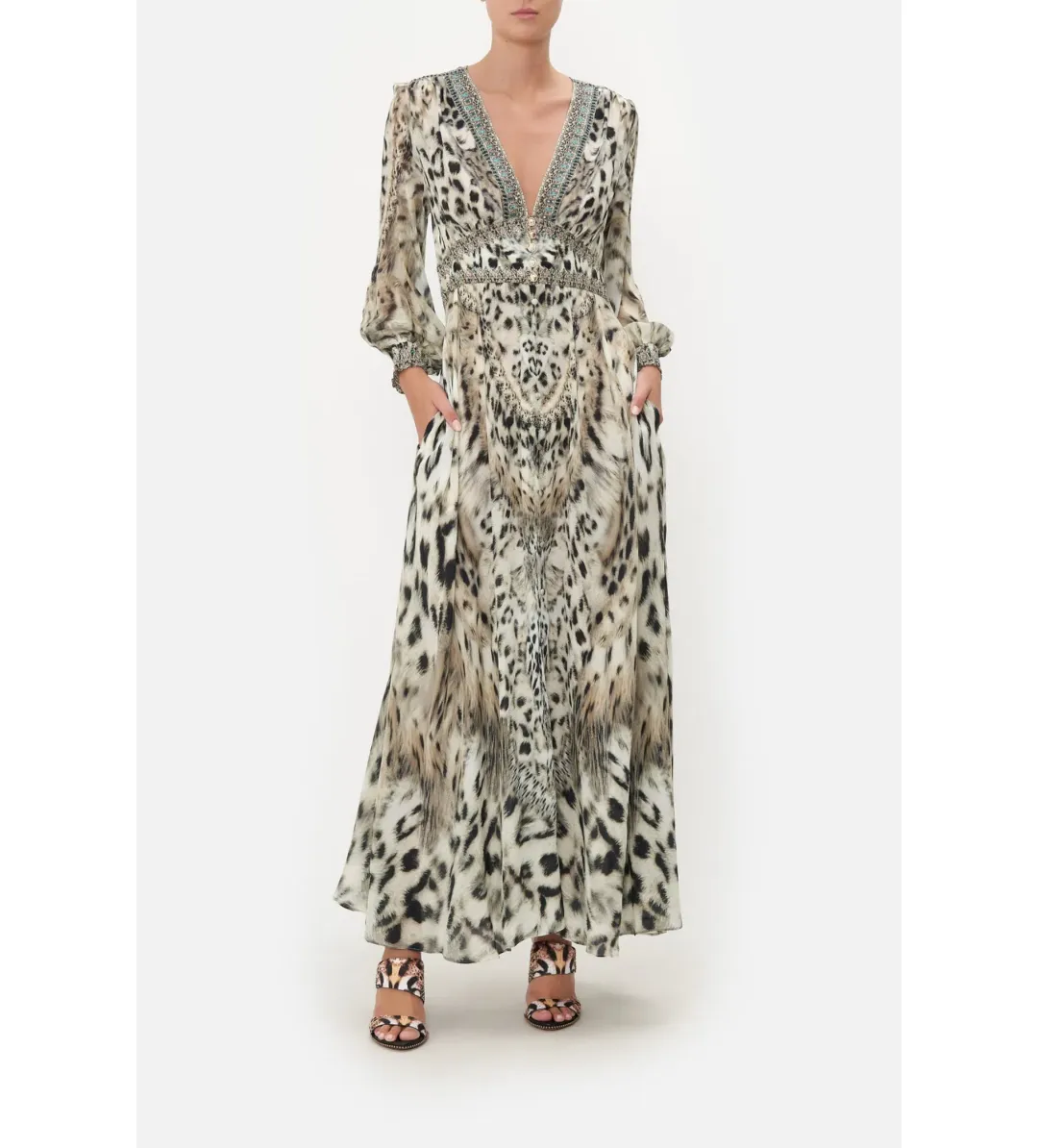 Camilla Snow Whispers Button Dress With Shaped Waistband  Size S/Au 10  for rent on The Volte - main image