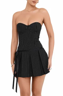 Mistress Rocks Black Pinstripe Mini Dress Black Size AU 10 for rent on The Volte - image 2