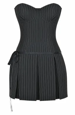 Mistress Rocks Black Pinstripe Mini Dress Black Size AU 10 for rent on The Volte - image 5