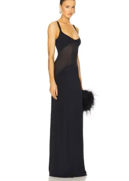 Helsa Sheer Knit Curve Maxi Dress in Black for rent on The Volte - image 4