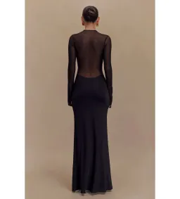 Meshki Tania Slinky and Mesh Long Sleeve Maxi Black Size S/AU 8 for rent on The Volte - image 2