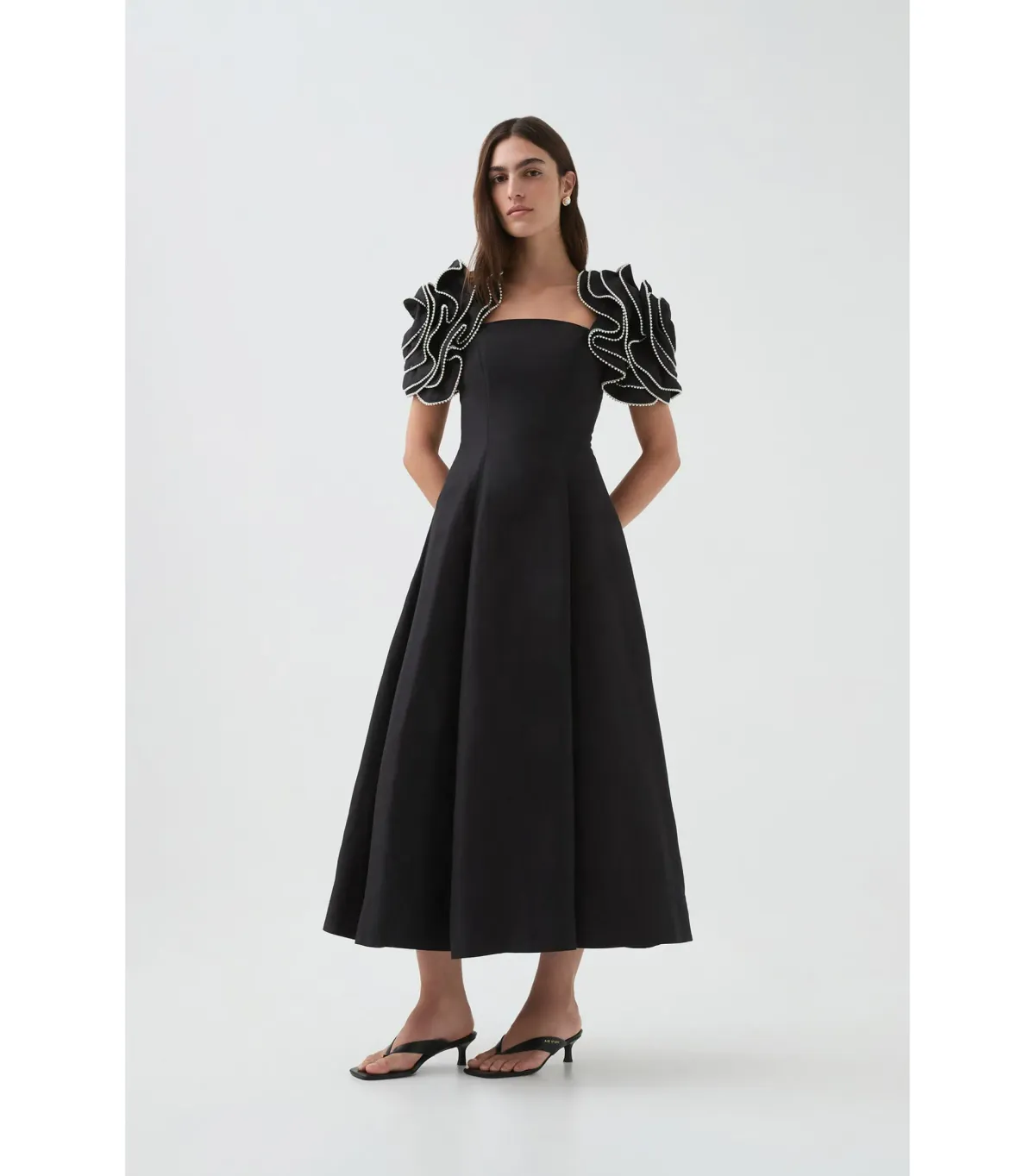 Aje Twyla Midi Dress Black Size AU 12 for rent on The Volte - main image