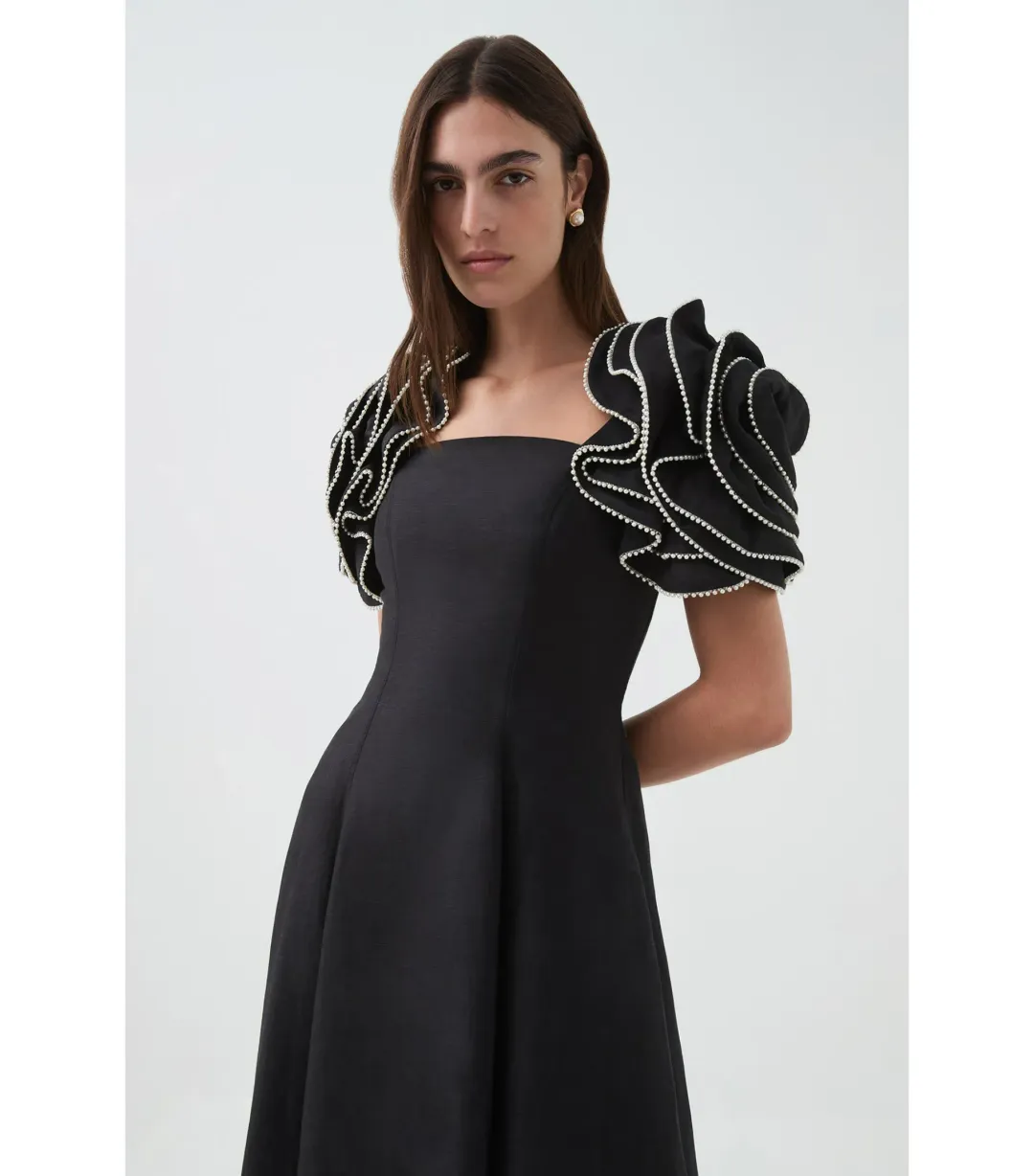 Aje Twyla Midi Dress Black Size AU 12 for rent on The Volte - main image