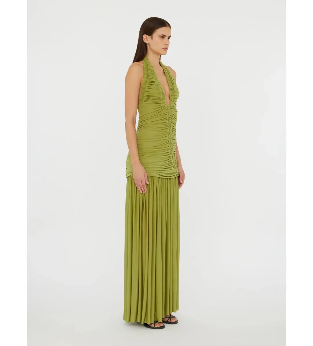 Christopher Esber Orion Gown in Green Olive Size S / AU 8 for rent on The Volte - main image
